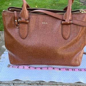 Ralph Lauren Newbury double zip collection brown with long strap